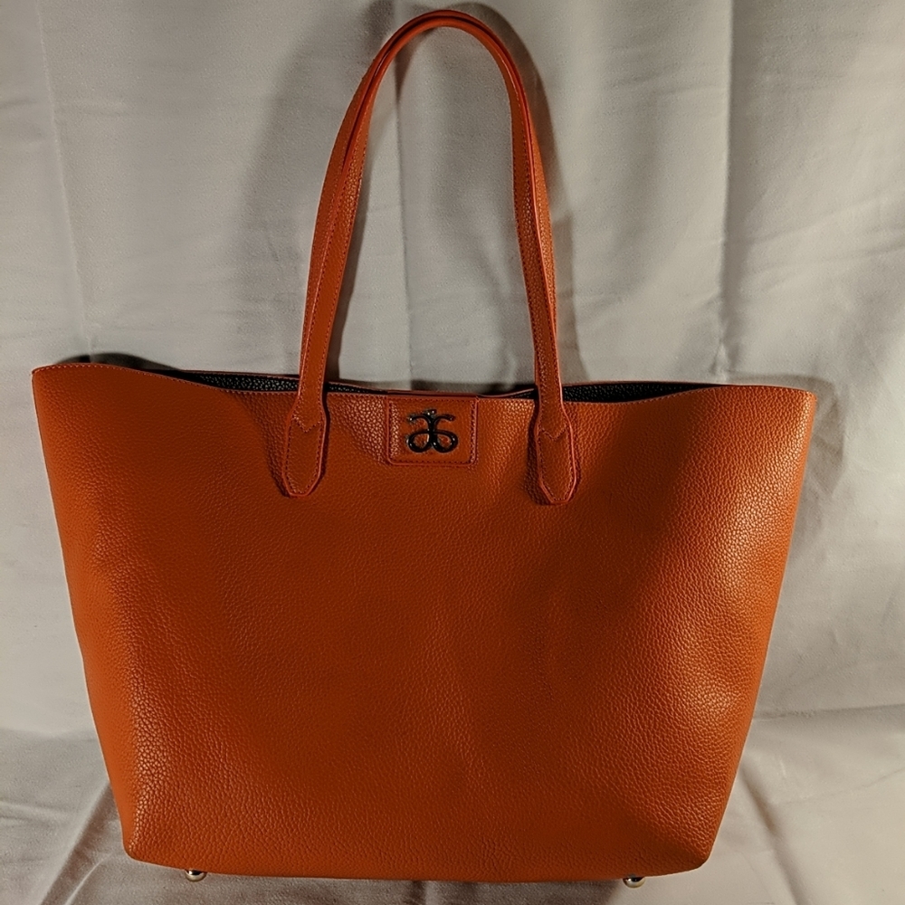 Jeanne Lottie Arbonne Purse Hand Bag Tote Faux Leather Sunset Orange